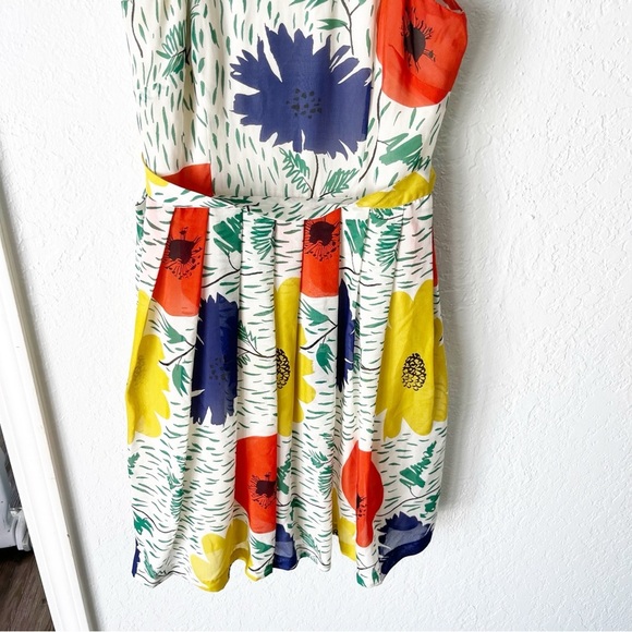 Anthropologie Dress Women’s 2 Girls from Savoy Floral 100% Silk Fit & Flare - Picture 4 of 5